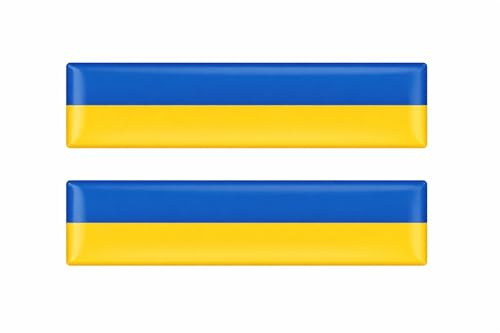 3D Ukraine Flaggen Aufkleber Gel Sticker Set 2 Stück – Ukrainische Länderflagge Emblem Selbstklebend für Auto Motorrad Helm Laptop Koffer – Wetterfest UV-Beständig – 6 x 1 cm