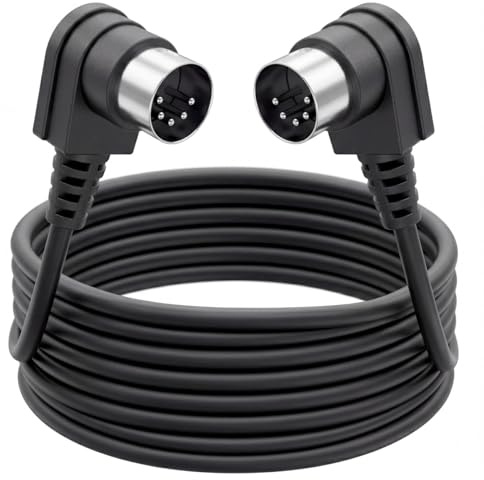 BSHTU Cavo doppio 90 gradi DIN MIDI a 5 pin DIN ad angolo retto DIN 5 pin maschio a maschio cavo adattatore audio per sintetizzatore, mixer musicale, dispositivo MIDI, tastiera MIDI, attrezzatura da