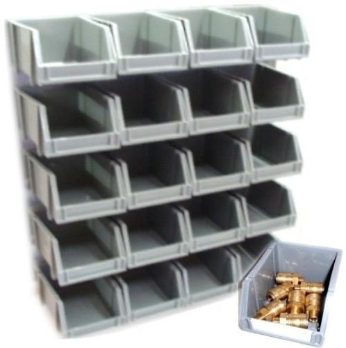 EQUIP247UK Plastic Bin Kit Wall Garage Storage Parts Bins Tool Organiser DIY Wall Rack Kit