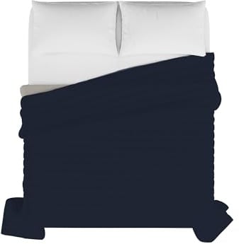 Elegant Q-2P Sommer Steppdecke Dunkel Blau/Hell Grau, 100% Mikrofaser, 260x270cm