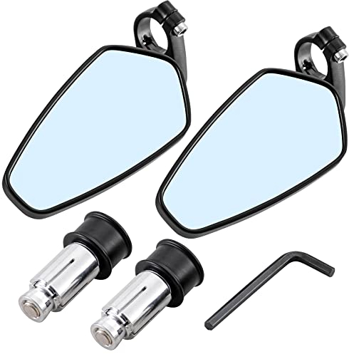 KATUR 7/8Inch 22mm Motorrad Lenkerendspiegel Oval CNC Billet Aluminium Bläulich Blendfreie Motorrad Seitenspiegel für H arley D avidson H onda Y amaha S uzuki K awasaki S chwarz