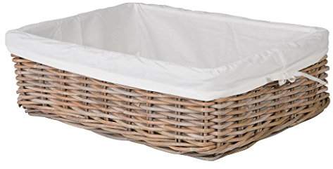 Kouboo Kobo Rattan Shelf, Underbed Removable Liner, Gray, Large Size Decorative Storage Basket