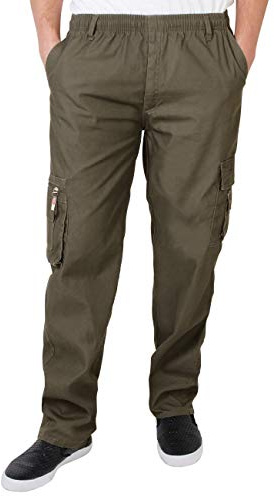 KRISP Mens Multi Pocket Cargo Trouser (Khaki, M), 7918-KHA-M