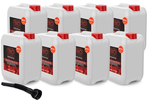 8 x 5 litros Bioetanol Premium con Embudo para chimeneas