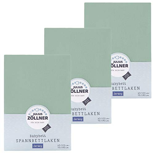 Julius Zöllner Spannbetttuch Jersey 60x120 / 70x140 salbei 3er Pack