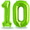 FUNXGO® folienballon zahl 10 Grün - Riesenzahl Ballon ca.100 cm - Luftballon Zahl 10 - fliegt mit Helium - zum 10. Geburtstag, Hochzeit, Jubiläum, Fest, Party Dekoration - Ballon 10 Grün