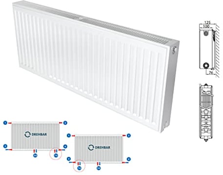 Heizkörper Mittelanschluss Kompakt & Ventilheizkörper Typ 22 600x600 & Halter & Ventil NEU