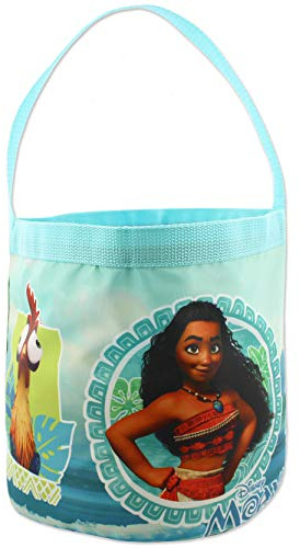 Disney Moana Maui Girls Collapsible Nylon Gift Basket Bucket Tote Bag (One Size, Blue)