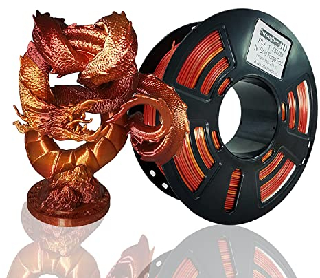Stronghero3D PLA-3D-Drucker-Filament, 1,75 mm, Rot (Golden Fire)-Seide-Gold und Galaxie-Rot, erscheinen in Intervallen, 1 kg, Genauigkeit +/-0,05 mm, für Ender3, Cr10, Sovol