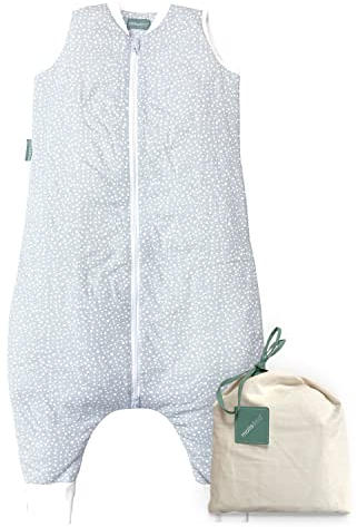 molis&co - Baby Schlafsack mit Füßen 2.5 TOG - Ganzjahres Schlafsack - Babyschlafsack mit Beinen - 100% Baumwolle (Oeko-TEX 100), Winterschlafsack Premium Qualität - Grey Print (90 cm)
