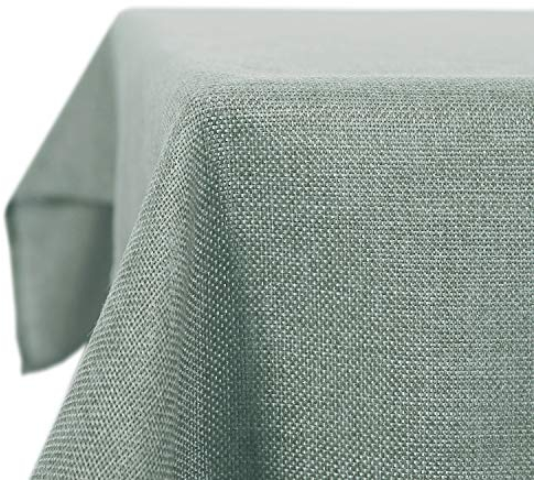 Deconovo Outdoor Tischdecke Abwaschbar Gartentischdecke Tischdecke Gartentisch Wetterfest Leinenoptik Lotuseffekt Tischwäsche Wasserabweisend Tischtuch für Esszimmer Küche 240x140 cm Dunkelgrün