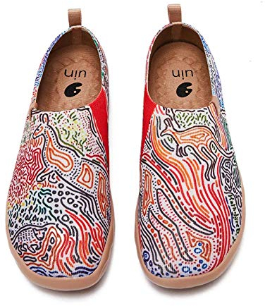 UIN Kangaroo Damen Wanderschuhe Bemalte Slip On Schuhe Gemütlich Reise Schuhe Leicht Loafer Schuhe Gestrickt Mehrfarbig(37.5)