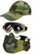 Hodeacc Taktische Maske, Baseballkappen-Set, Verstellbare Halbgesichtsmaske Mit Ohrenschutz, Airsoft-Brille, Augenschutz, Outdoor-Hut für BB/CS-Spiele, 3 Stück