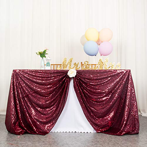 paillettes tovaglia 50 72 borgogna nozze tovaglia tovaglie paillettes Shinny oro paillettes sfondo tenda C0423 (50x72 pollici, borgogna)