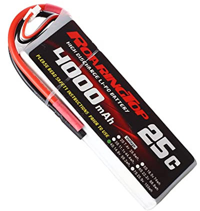 Roaring Top 4S 14.8v 4000mAh 25C Lipo Battery with Without Plug (Lead-out Wire) for RC Airplane, RC Helicopter, RC Car/Truck, RC Boat