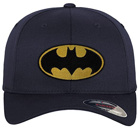 BATMAN Offizielles Lizenzprodukt Logo Premium Flexfit Cap (Marineblau), Klein/Mittel