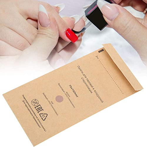100Pcs Disposable Sterilizer Bag, Sterilization Cosmetics Nail Tool Bag Disinfection Machine Sterilizer Pouch Microwave Sterilization Accessory(75 * 150mm)
