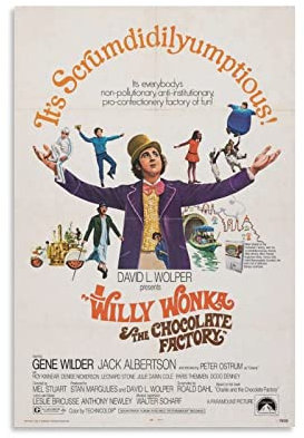 Kunstwerk Malerei Leinwanddrucke Kein Rahmen Willy Wonka & The Chocolate Factory Movie Poster Teens Wall Art Kitchen Decor 60x90cm