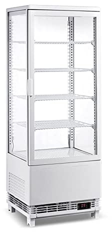 Adexa CL98W Countertop Display Fridge, 98L, 4 Shelves, White, 1 Flat Door