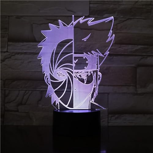 Wolostore LED-Lampe Anime Manga Ninja Obito Kakashi, Farbwechsel, USB, Nachtlicht und Dekoration