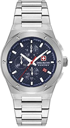 Swiss Military Sidewinder Chrono Herren Armbanduhr mit Band aus Edelstahl, in der Farbe: Silber, Durchmesser: 43mm, SMWGI2101702