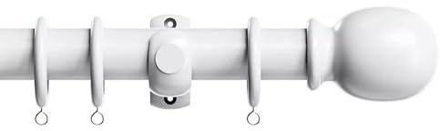 28mm Wooden Curtain Pole Set (300cm, White)