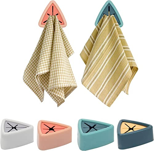 Pinza para Gancho de Toalla de 4 Piezas, Gancho Autoadhesivo para tapón de Toalla, para baño y Cocina, Soporte para Gancho de Toalla montado en la Pared