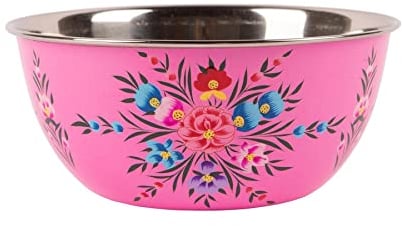 1x Raspberry Pansy 21.5cm Stainless Steel Camping Bowl - Reusable Picnic Party Pasta Food Dinner Serving Dinnerware Crockery Dishes - by BillyCan