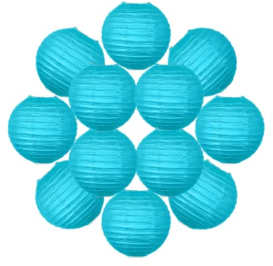 12 x Laternen, Papier, 20 cm, Türkis, Hängeleuchte, Papierkugel, 20 cm, Typ japanische Laterne, für Dekoration Hochzeit – 12 Stück – das Muss aus der Reihe von Lampions Papier