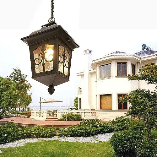 E27 Hängelampen Außen Pendelleuchte Schwarz Retro IP44 Decken Vintage Industrielle Eisen Deckenbeleuchtung Regendichte Wasserdichte Pavillon Villa Loft Kronleuchter Aussenleuchte