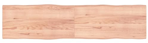 vidaXL Tischplatte, Holzplatte für Tisch Esstisch Couchtisch, Massivholzplatte Handgefertigt mit Baumkante, Ersatztischplatte Scharnierdesign, Hellbraun 200x50x(2-4) cm Massivholz Behandelt