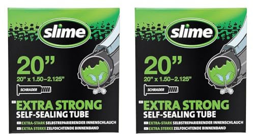 Slime 30058SL Cámara Interior de Bicicleta con Sellante de Pinchazos Slime, Sellado Autónomo, Prevenir y Reparar, Válvula Schrader, 40/57-406 mm (20 x1,50-2,125) (Paquete de 2)