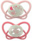 nip - Butterfly Night | 0-6 Monate | 2er Pack | Stillfreundlicher, zahnfreundlicher Babyschnuller mit Leuchtknopf inkl. Schnullerbox. Nachhaltiger Schnuller mit weichem Silikonsauger, Rosa/Rot