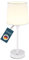bmf-versand® Tischlampe Kabellos mit Akku LED - Tischleuchte Innen Dimmbar - Schreibtischlampe Touchdimmer Warmweiß bis Neutralweiß - Nachttischlampe Dimmer Aufladbar - Textil Lampenschirm Weiß