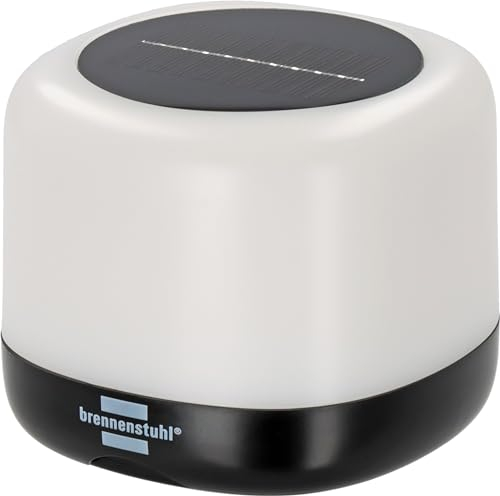 Brennenstuhl Akku Solar LED Outdoor Leuchte GL 400 AS (Campinglampe IP44 mit 400lm, bis zu 45h Leuchtdauer, 3 Schaltstufen, austauschbarer Akku 18650, Powerbank, USB C Ladekabel)
