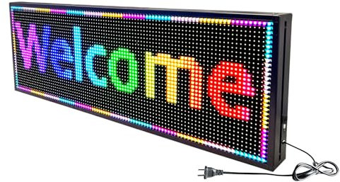 P10 - Letrero LED programable para exteriores, publicidad para interiores, para negocios, tablero de mensajes, control digital WiFi, pantalla de menú, bar, luz, pancarta personalizada (39 x 14