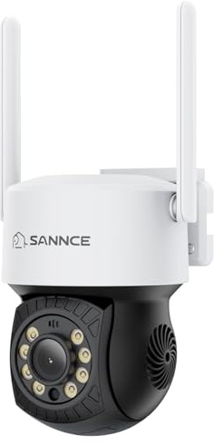 SANNCE 2K WLAN Überwachungskamera Aussen, 350°/90° PT Kamera Outdoor WI FI 6, Bewegungs- und Personenerkennung, Farb-Nachtsicht, IP66-wassergeschützt