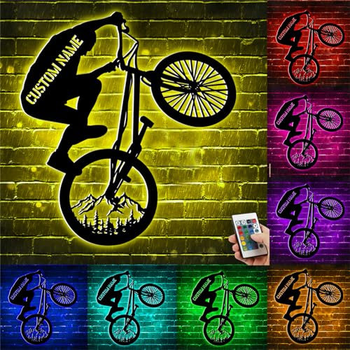 Mountainbike-Sport, Metall, personalisierbar, Fahrradname, Sport, Metall-Wandkunst, Mountainbike-Schild, Mountainbike-Club-Dekoration, Geschenk für Männer, Frauen, Jungen, Mädchen, Fahrradliebhaber