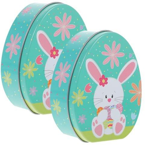 Kichvoe 2 Stück Ostereier-Dosenbox Süßes Blech Hase Küken Eierdruck Ostereier Geformt Süßigkeitenbox Halter Leckerli-Box Osterei-Behälter Schmuck Geschenkkanister Partygeschenke C