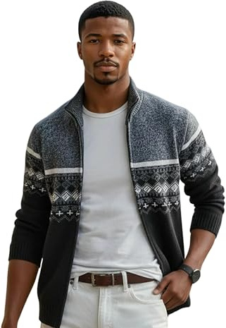 MATINEE - S-6XL - Mens Fleece Thermal Fleece Lined Sweater Cardigans-Plus Sizes