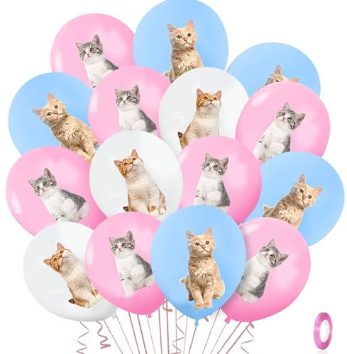 Katzen Ballons Geburtstag Deko 42 Stück,Katzen Luftballons 12 Zoll,Katze Kindergeburtstag Party Deko,Haustier Latex Ballons Helium für Jungen Mädchen Geburtstag,Katzen Themed Party Ballon