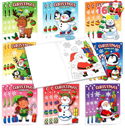 JOYIN 16 libri da colorare natalizi per bambini, per riempire la calza della Befana, bomboniere di Natale, giochi in classe, riempitivi per sacchetti