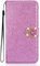 Glitter Wallet compatible with iPhone 7 Plus Case Bling Diamond Case compatible with iPhone 7 Plus Purple Glitter PU Leather Cover Luxury Handmade 3D Love Diamond Buckle Stand Backcover Flip Case
