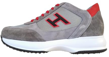 Hogan Scarpe Uomo Sneakers Interactive H Flock HXM00N0Q101MI1543M Grigio Rosso (Grigio, Sistema Taglie Calzature EU, Adulto, Numero, Larga, 41.5)