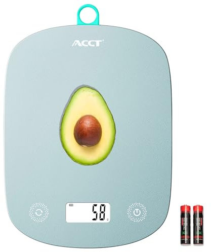 ACCT Bilancia da cucina digitale 11lb/0.1oz, bilancia alimentare digitale peso in grammi e once, bilancia da cucina per cottura e preparazione pasti, 6 unità con funzione tara, display LCD (verde)