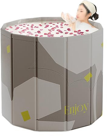 Badewanne Faltbar, Badewanne Freistehend mit Doppeltem Abfluss, 7 Schichten aus Dickem Material, Schnelles Öffnen Ohne Installation Ohne Deckel 70 * 70 * 66cm(Gray)