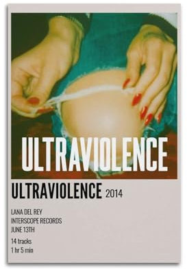 Lana Del Rey UltraviolenceKünstler-Albumcover-Poster, Leinwand, Gemälde, Poster, Ölgemälde, Druck, Poster, Kunstalbum, Heimdekoration, Leinwand, Art-Deco, Wanddekoration, 30 x 45 cm
