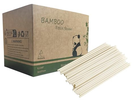 Biodegradables Pajitas para Cócteles, Pajitas Desechables Compostables Ecológicas, Mini Agitador para Beber de Fibra de Bambú de 5 Pulgadas, Paquete de 1000 Piezas
