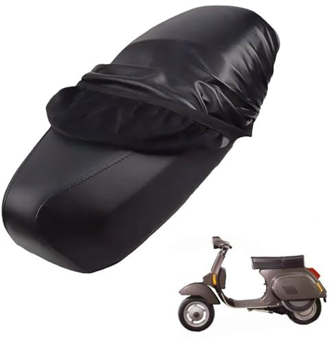 generisch Leder-sitzbezug Motorrad kompatibel mit Vespa PK 50 1982-1993,Roller sitzbankbezug,wasserdicht,regendicht,staubdicht und sonnenfest (Black)