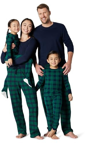 Amazon Essentials Herren Passende Weihnachts-Pyjama-Sets für die ganze Familie, Dunkles Smaragdgrün Marineblau Karomuster, XXL